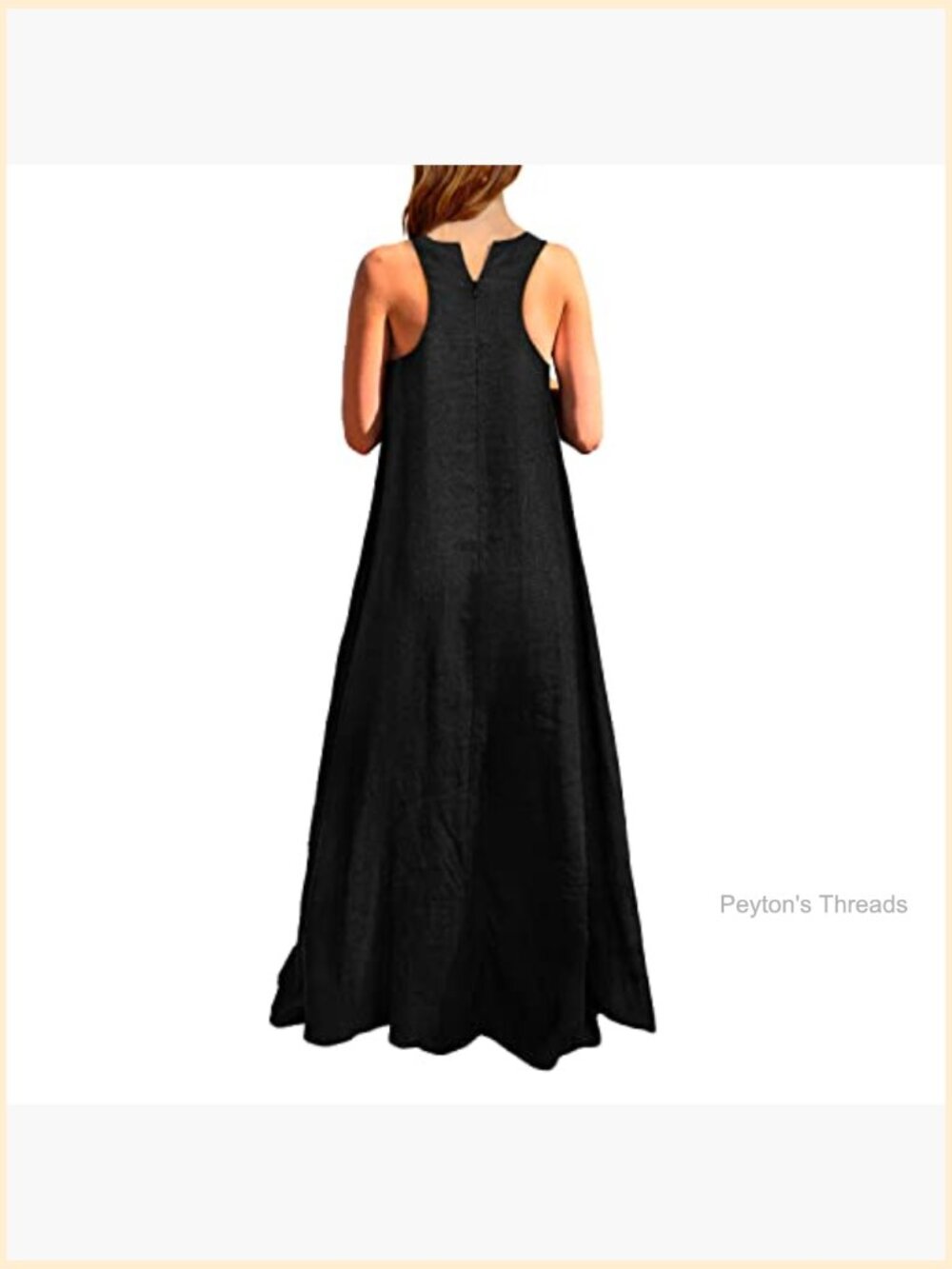 Women's Linen Maxi Dress Sleeveless Loose Casual with Pockets - Picture 2 of 7
